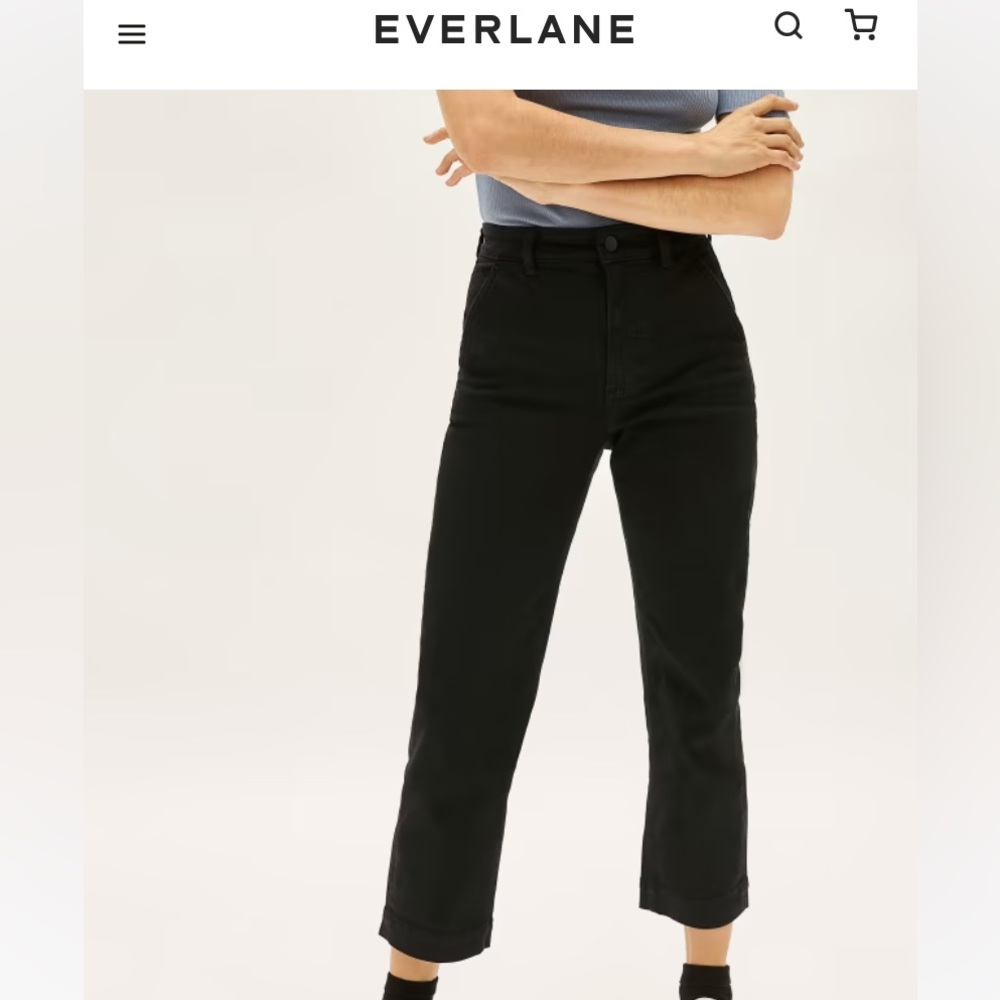 Everlane Straight Leg Crop Pants Black